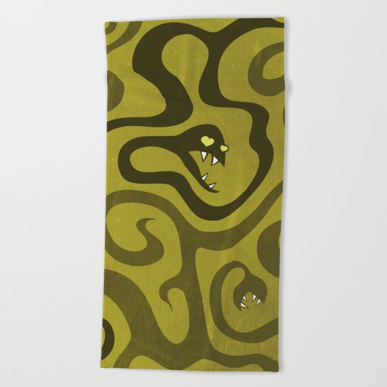 Funny Cartoon Evil Snakes Beach Towel
