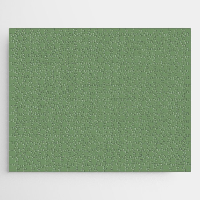 Dark Green Single Solid Color Coordinates with PPG Leaf Me Be PPG17-28 Color Crush Collection Jigsaw Puzzle