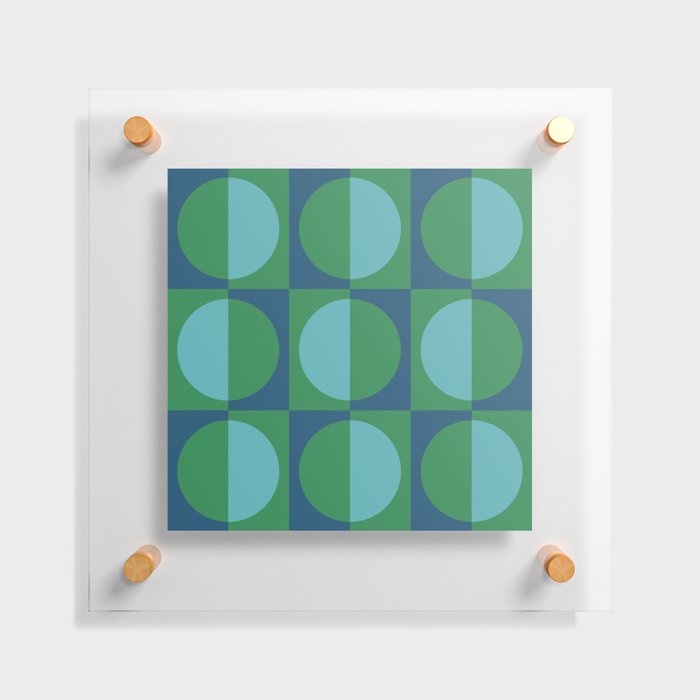 Retro Geometric Half Square and Circle Pattern 463 Floating Acrylic Print