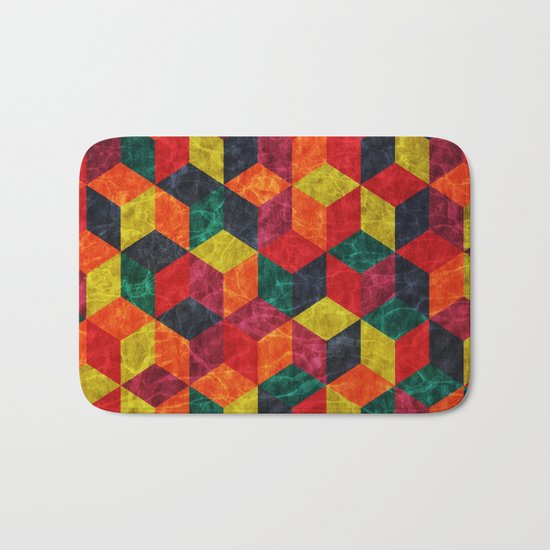 Colorful Isometric Cubes IV Bath Mat