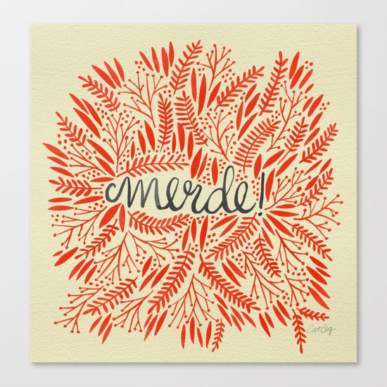 Pardon My French – Red on Cream Canvas Print