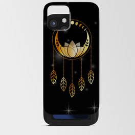 Mystic lotus dream catcher with moons and stars gold iPhone Card Case