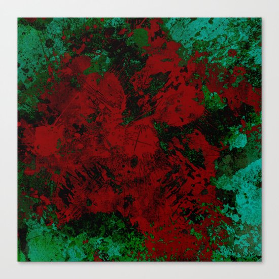 Roses Are Red - Abstract, red and cyan painting Canvas Print