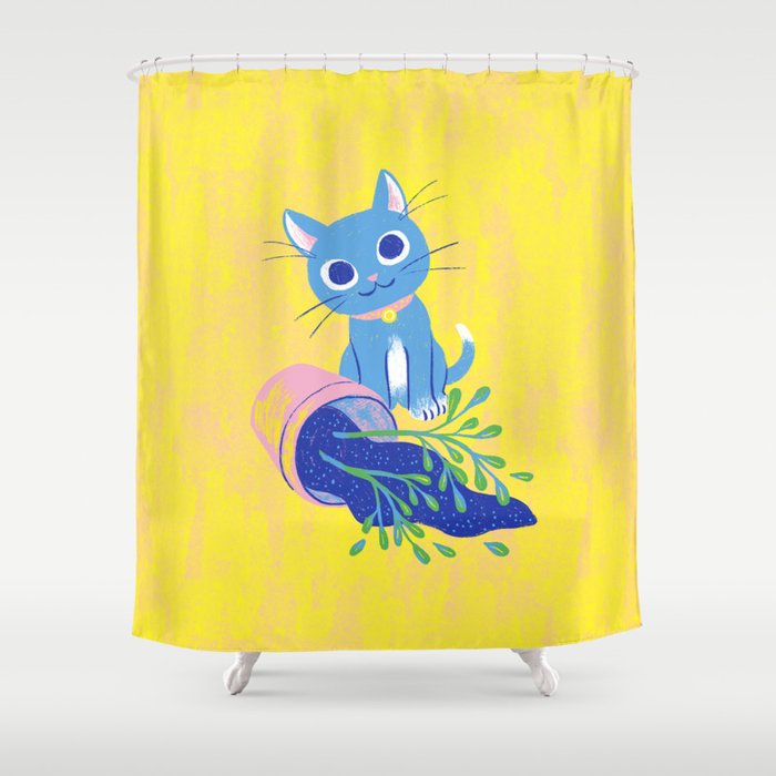Plant Destroyer Kitty Cat Shower Curtain
