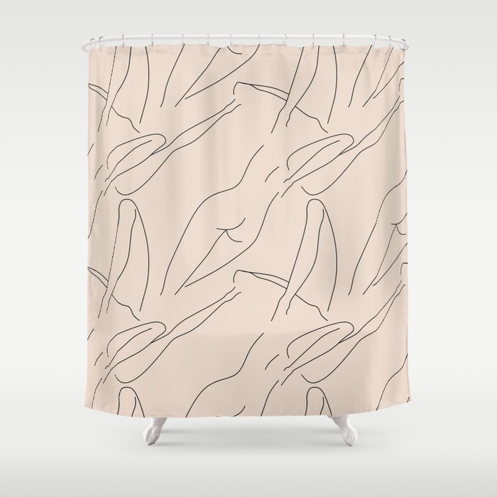 female body figure abstract minimal modern one line art sketch Shower Curtain