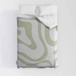 Sage and Silver Liquid Swirl Abstract Comforter