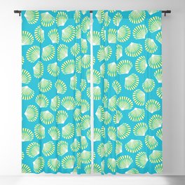 Blue and Lime Green Sea Scallop Shell Pattern Blackout Curtain