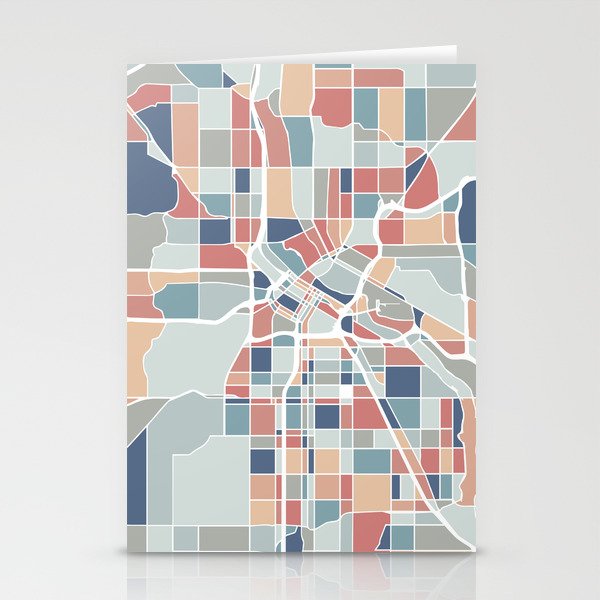 Minneapolis Map Art Stationery Cards