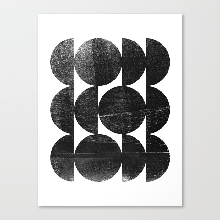 Black and White Mid Century Modern Op Art Canvas Print