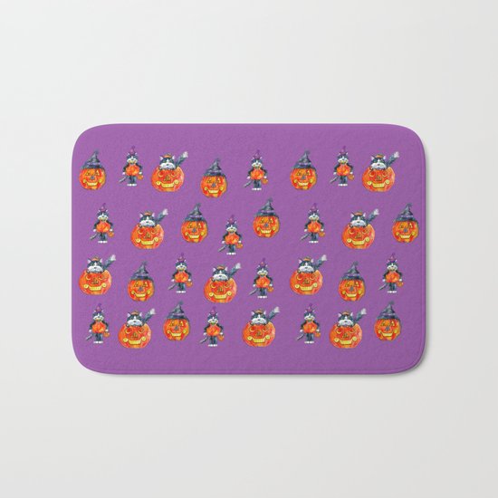 Black Cats and Jack-o-lanterns Bath Mat