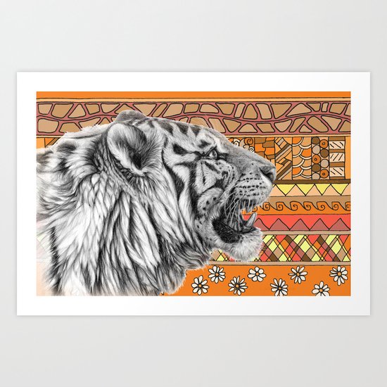 White tiger profile G001-012 Art Print