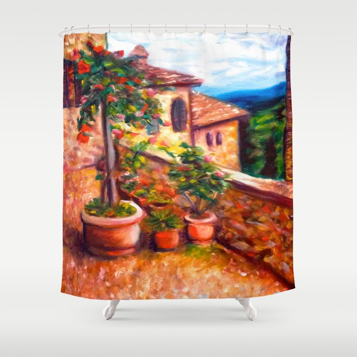 Little Tuscan Town Shower Curtain By Heatherhartley Society6