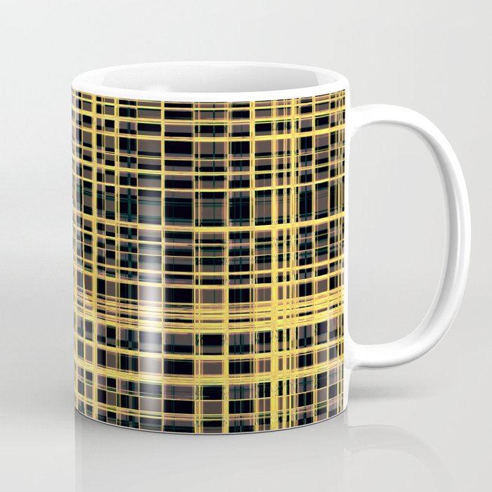 Yellow And Brown Check Optical illusion Pattern Coffee Mug