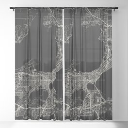 Madison, USA - BW city map Sheer Curtain