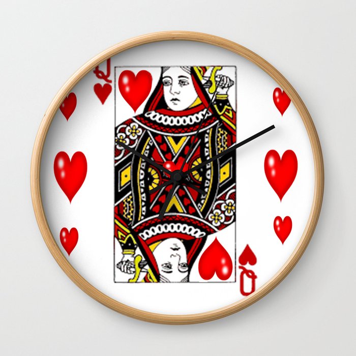QUEEN  OF HEARTS SUIT CASINO PLAYING FACE CARD Wall Clock