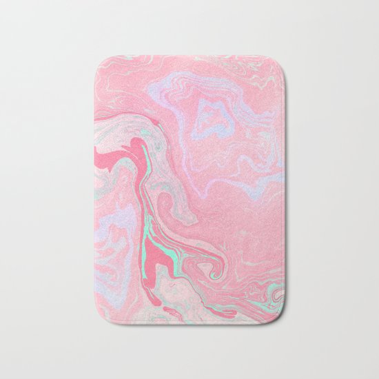 Marbled Effect with Pink Bath Mat