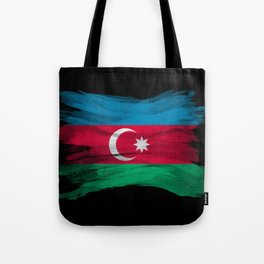 Azerbaijan flag brush stroke, national flag Tote Bag