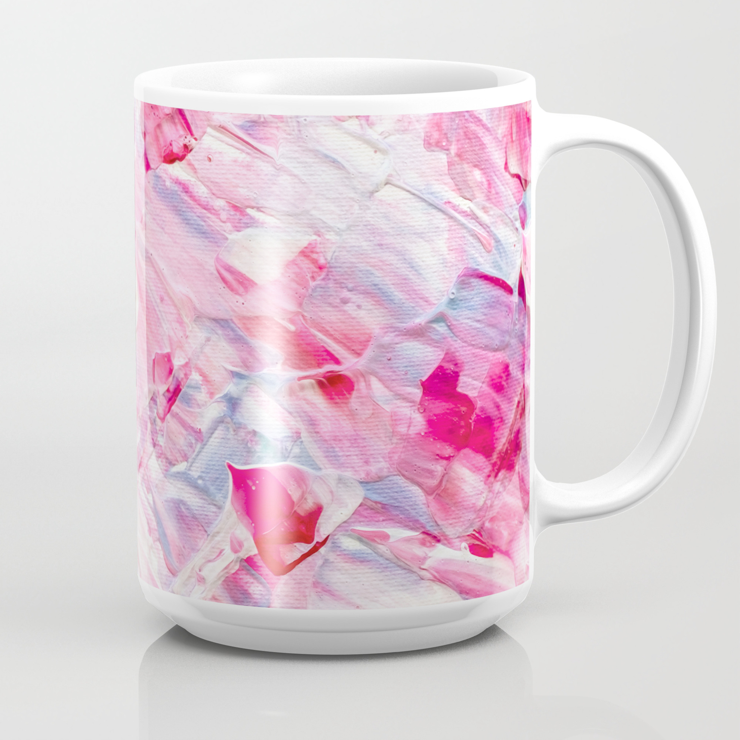 Pink White Brushstrokes Candy Acrylic Paint Coffee Mug By