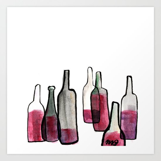 Wine Bottles 2 Art Print