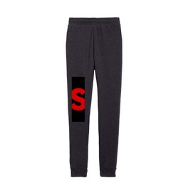 letter S (Red & Black) Kids Joggers