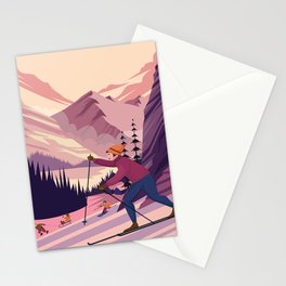 Skiing Vintage Poster Stationery Card