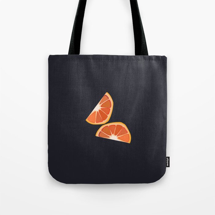 Blood Orange - Orange Summer Vibe Pattern on Dark Blue Tote Bag