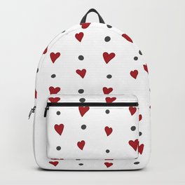 Red hearts and grey dots pattern Backpack
