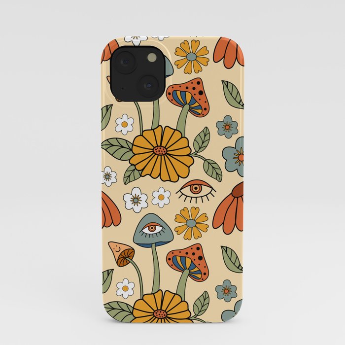 70s Psychedelic Mushrooms & Florals iPhone Case