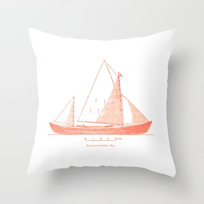 Conquer the sea on a red boat Throw Pillow
