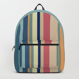 teal blue and midnight blue colored stripes Backpack