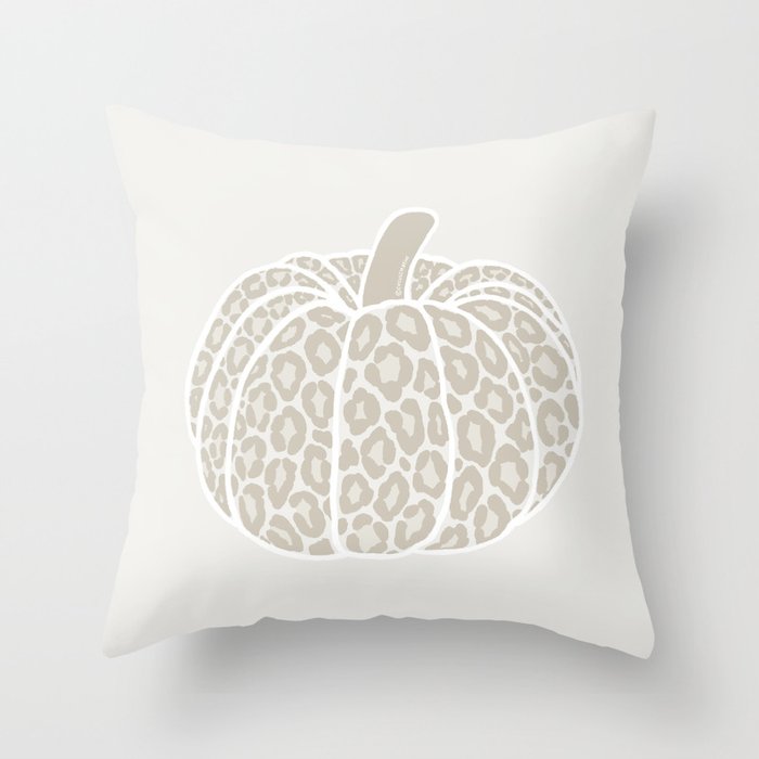 Leopard Print Pumpkin in Cream and Beige Palette Throw Pillow