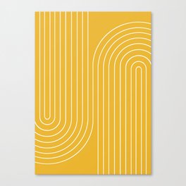 Minimal Line Curvature VIII Golden Yellow Mid Century Modern Arch Abstract Canvas Print