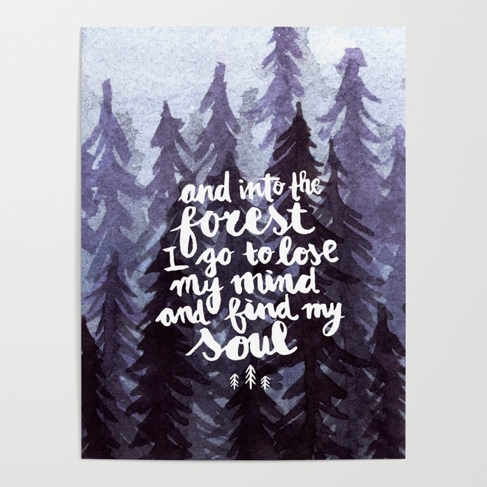 Into the Forest watercolor trees Poster