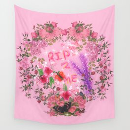 RIP 2 ME - Glitchy Floral Wreath Drawing Wall Tapestry