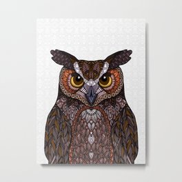 Great Horned Owl 2016 Metal Print | Artlovepassion, Pattern, Digital, Illustration, Owl, Bird, Portrait, Ornate, Nocturnal, Horned 