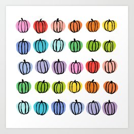 Rainbow Pumpkins Art Print