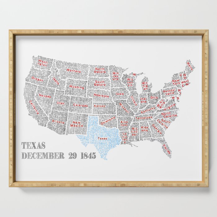 Map of USA - Texas highlighted Serving Tray