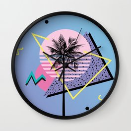 Memphis pattern 46 - 80s / 90s Retro / Palm Tree Wall Clock