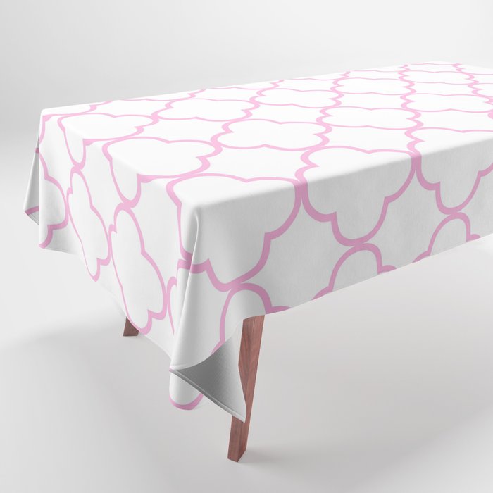 Quatrefoil (Pink & White Pattern) Tablecloth