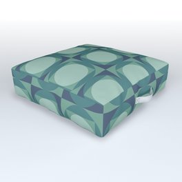 Teal Geometric Abstract Patten Outdoor Floor Cushion