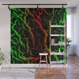 Cracked Space Lava - Green/Red Wall Mural