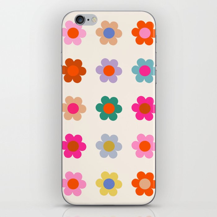 Retro Floral Colorful Print Preppy Aesthetic Decor Abstract Flowers iPhone Skin