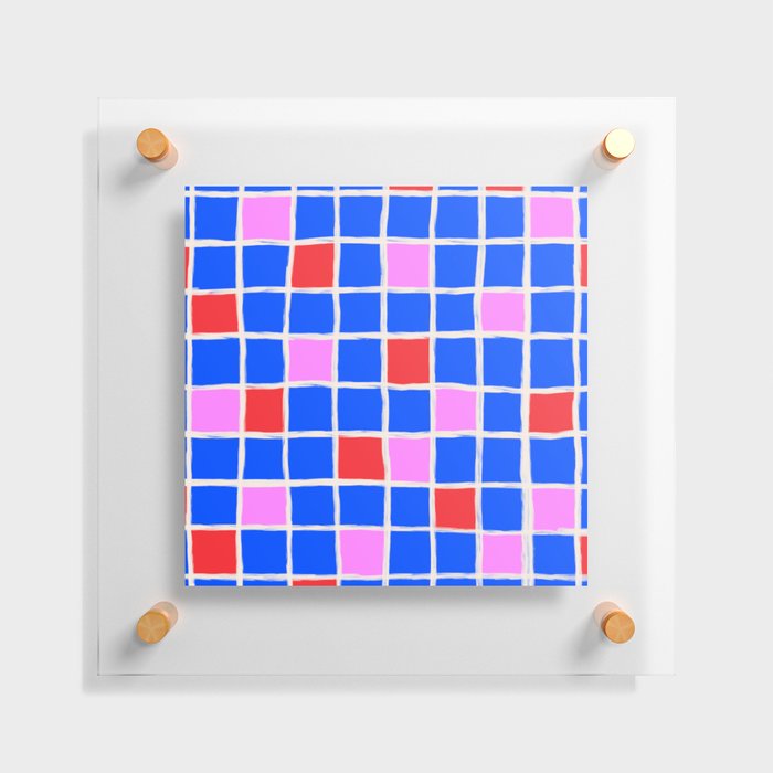 70s Retro Chequered Grid Tiles Floating Acrylic Print