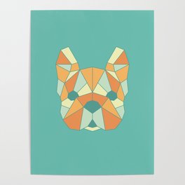 Geo Frenchie - Teal & Orange Poster