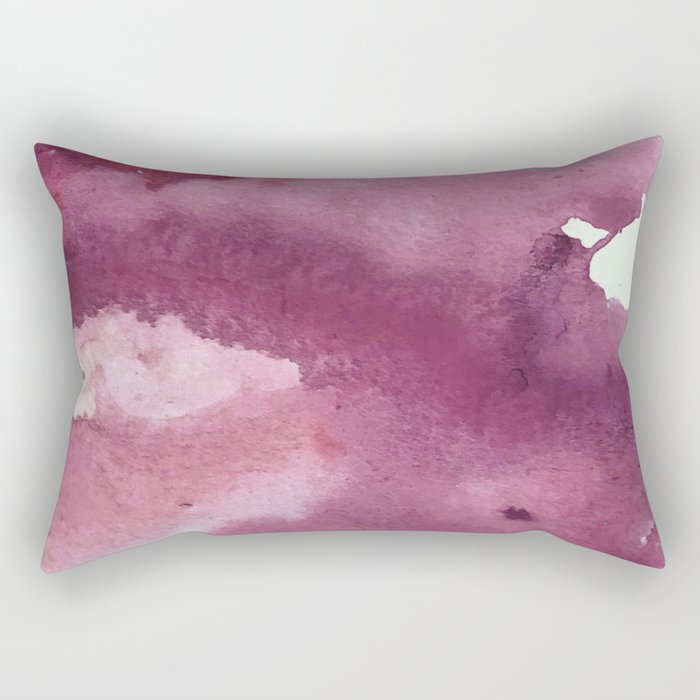 Blushing [2]: a minimal abstract watercolor and ink piece in shades of purple and red Rectangular Pillow