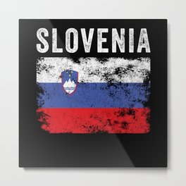 Slovenia Flag Distressed Slovenian Flag Metal Print | Retro, Countries, Political, National, Nationality, Vintage, Gift, World, Present, Boys 