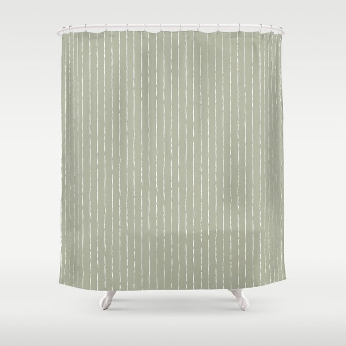 Lines II (Linen Sage) Shower Curtain