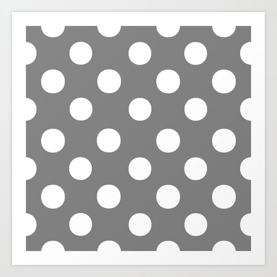 Polka Dots (White/Gray) Art Print