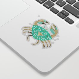 Crab – Turquoise & Gold Sticker