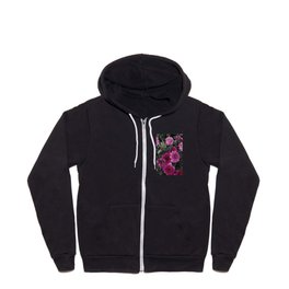 Two Tone Floral Zip Hoodie